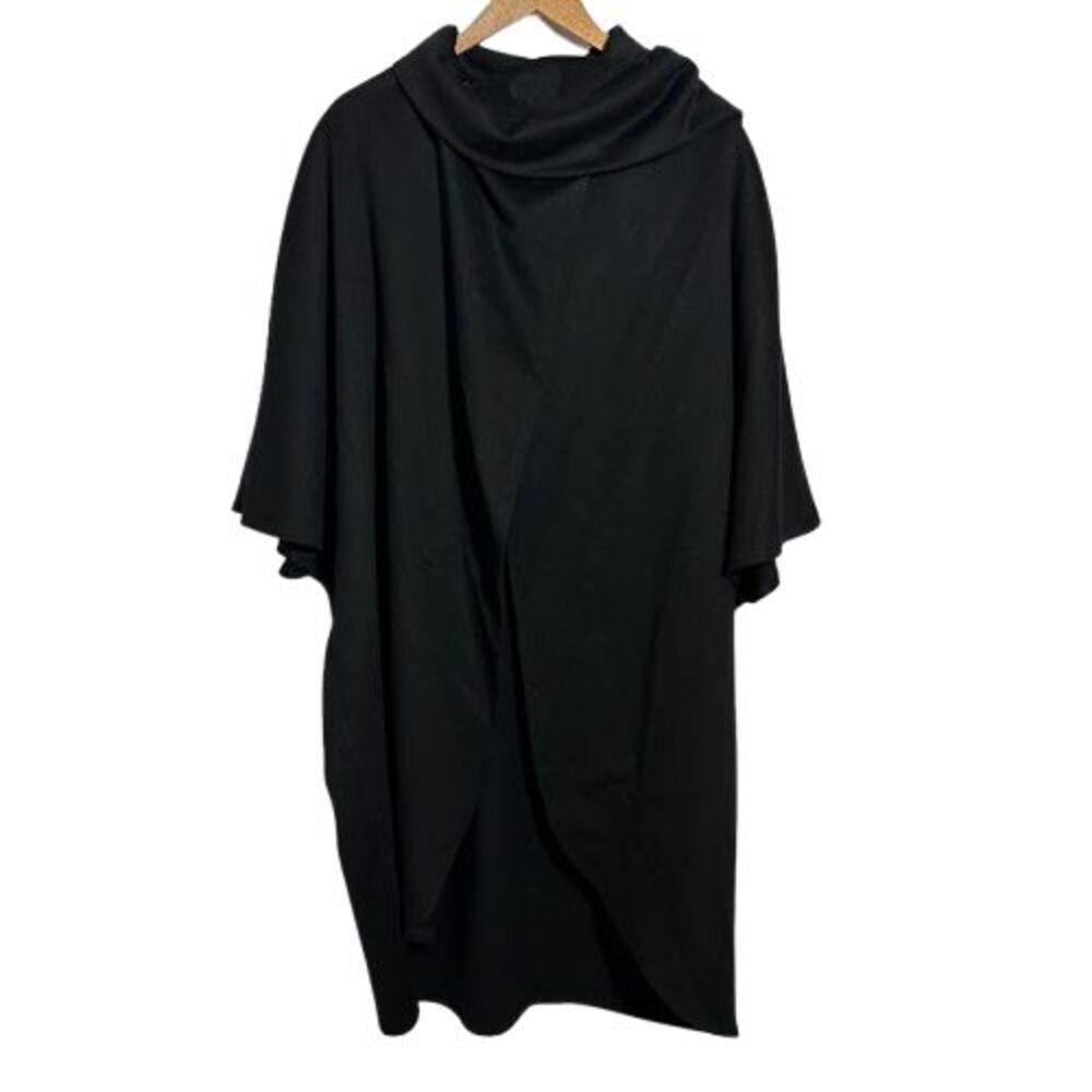 VTG 70s Gemini 100% Wool Shawl Cape Cocoon Wrap Coat OS Black